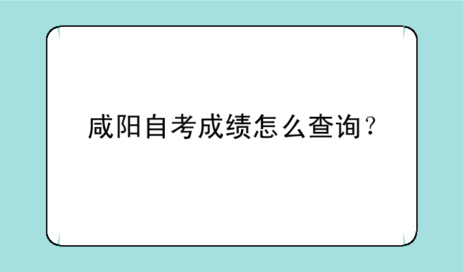 咸阳自考成绩怎么查询？