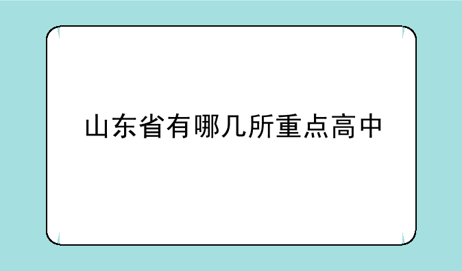 山东省有哪几所重点高中