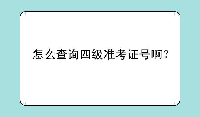 怎么查询四级准考证号啊？