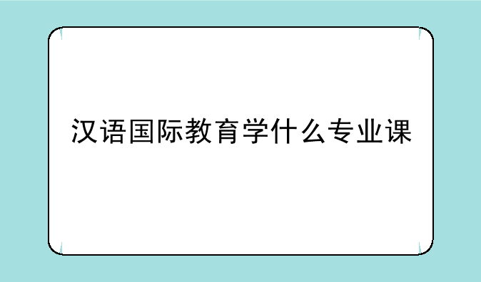 汉语国际教育学什么专业课