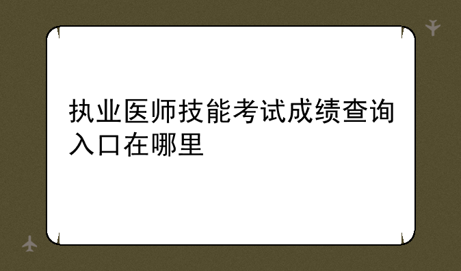 执业医师技能考试成绩查询入口在哪里
