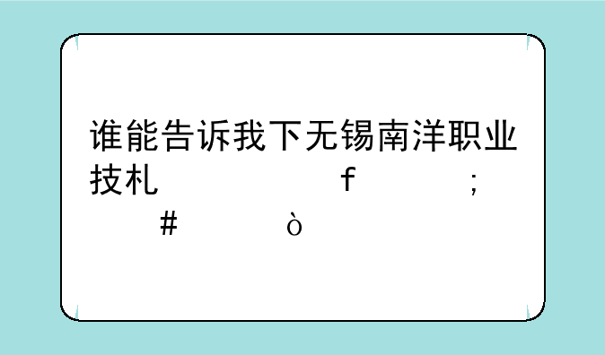 谁能告诉我下无锡南洋职业技术学院怎么样？
