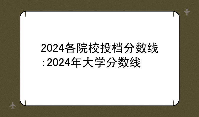 2024各院校投档分数线:2024年大学分数线